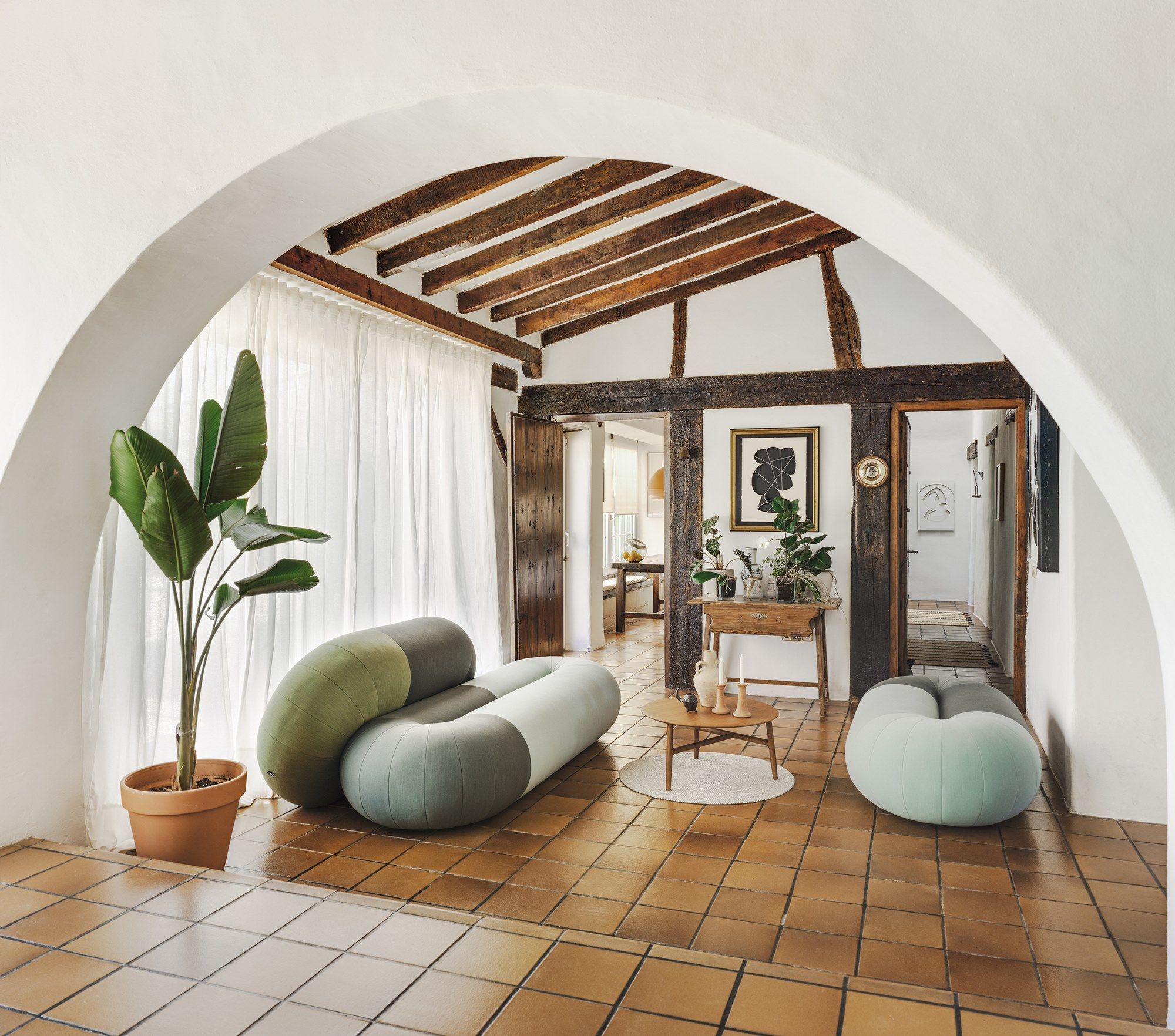 Овальный пуф из ткани SANCAL петля ARCH-00133361 - Вид №3