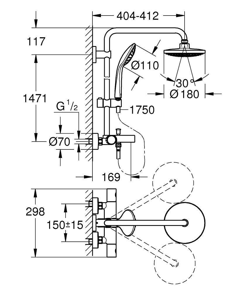 27476000 Душевая система с термостатом Grohe Euphoria хром - Вид №1