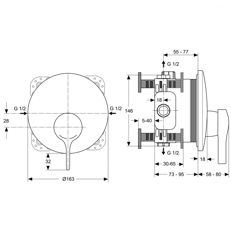 A4719AA Встраиваемый смеситель для душа Ideal Standard MELANGE - Вид №2