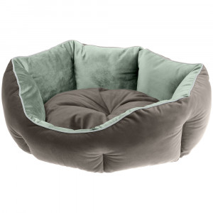 ПР0057050 Двухсторонняя софа для собак QUEEN 45 зелено-серая (велюр) 44x40xh16см FERPLAST