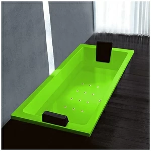 Ванна Gruppo treesse Quadra 180 V078C-DX-SZ салатовая с золотой фурнитурой и аэромассажем прямоугольная встроенная правая