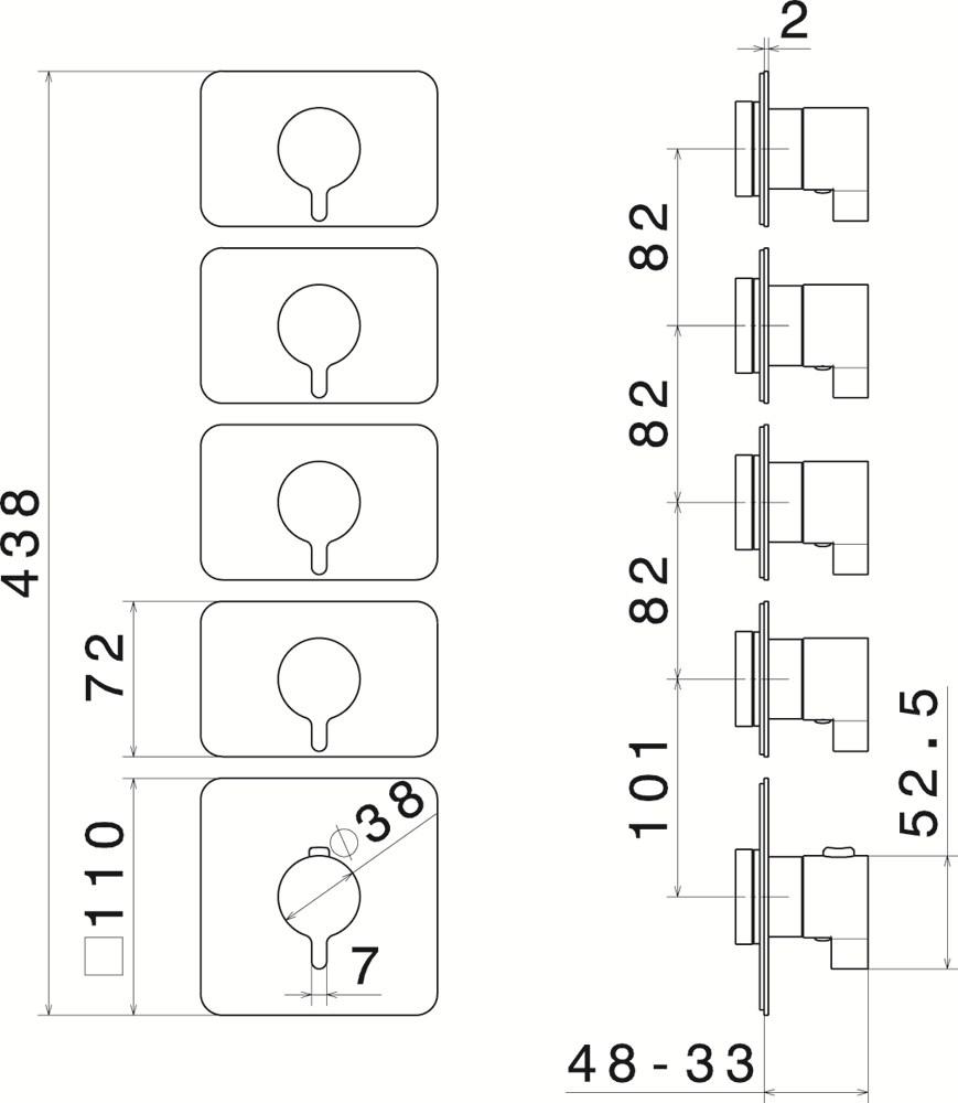newform Термостатический смеситель для душа Termostatici multiutenza 4 uscite 67611e - Вид №1