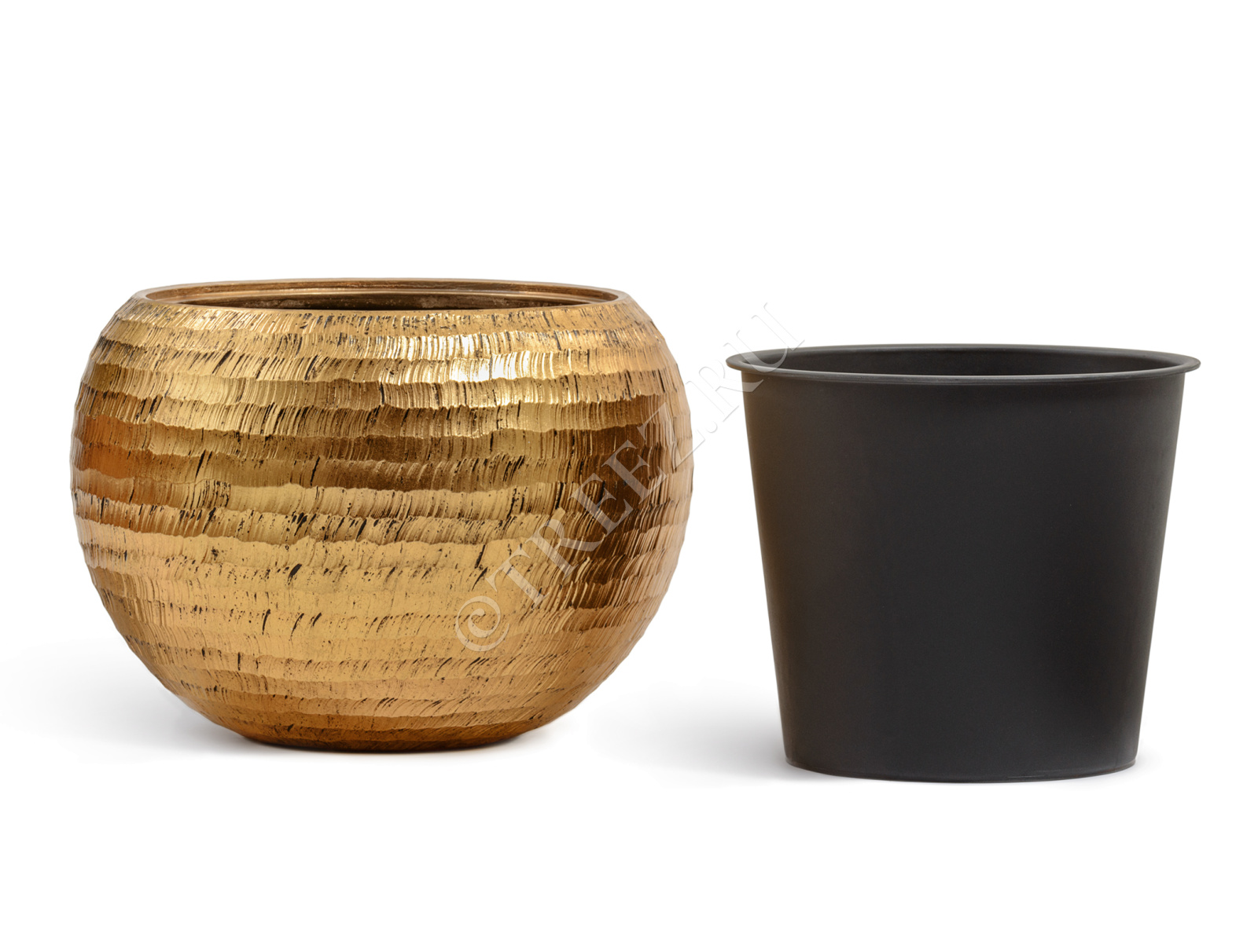 41.3318-04-017-GLD/C-60 Кашпо  Effectory - серия Metal - Полусфера - Чеканное золото Цветочная коллекция  - Вид №3