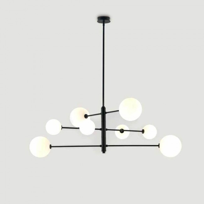 091761 Люстра 8L черная - белые плафоны Aromas del Campo Atom