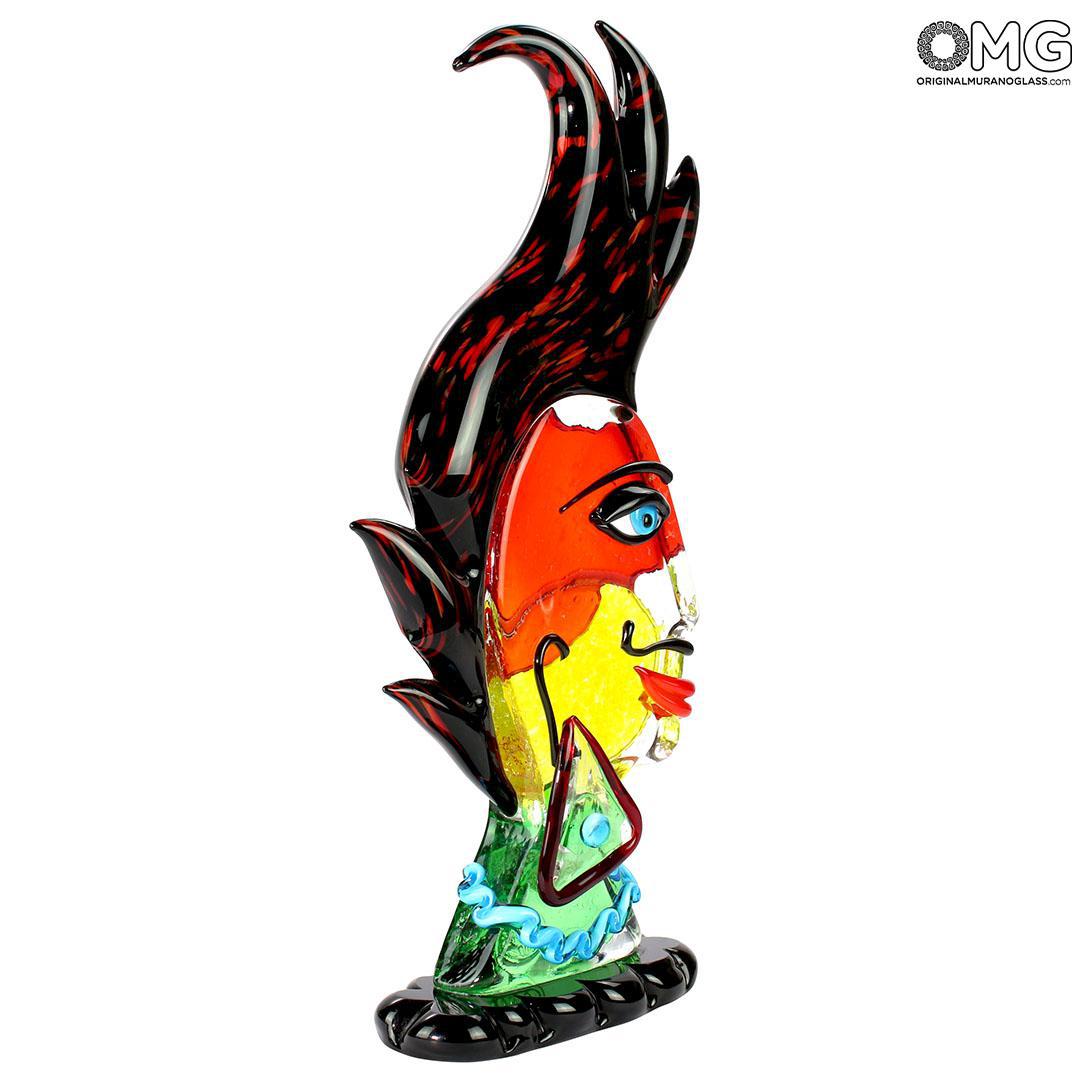 4734 ORIGINALMURANOGLASS Скульптура Голова Женщины - Pop Art - Original Murano Glass OMG 21 см  - Вид №1