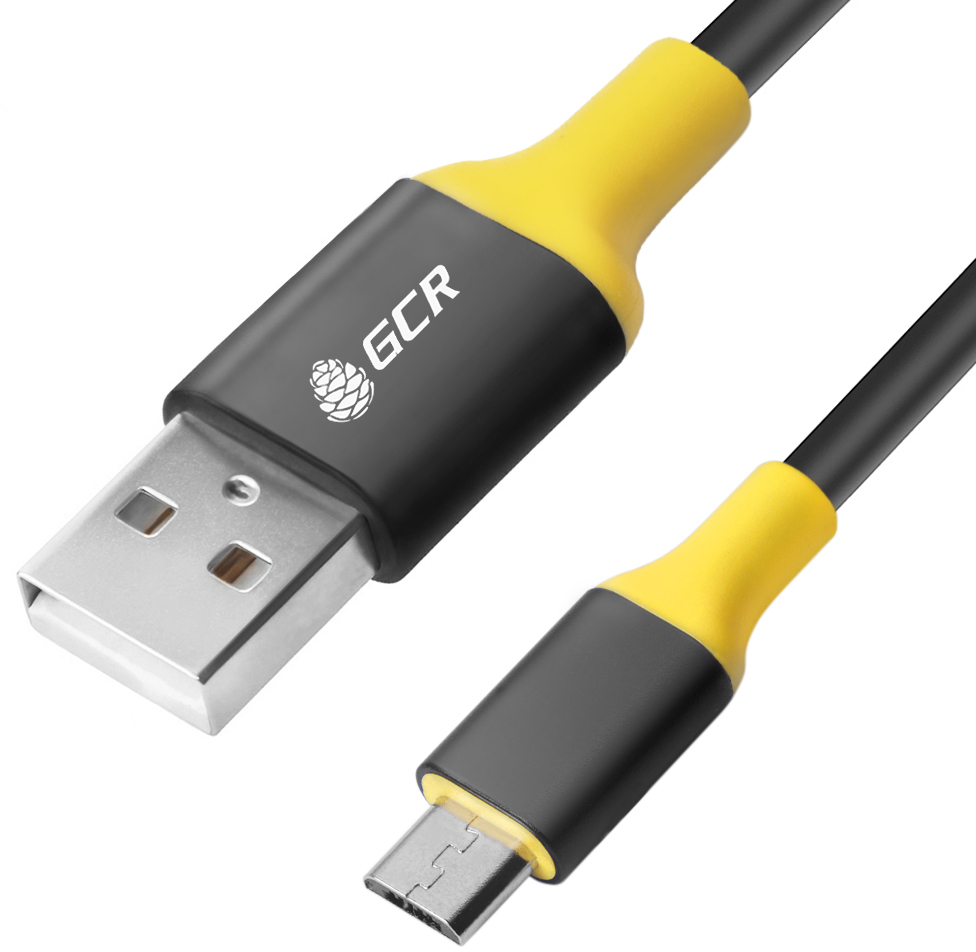 GCR-50508 кабель 1.5m usb 2.0, am/microb 5pin, черный, алюминиевый корпус черный, желтый пвх, 28/28 awg Greenconnect Santreyd 