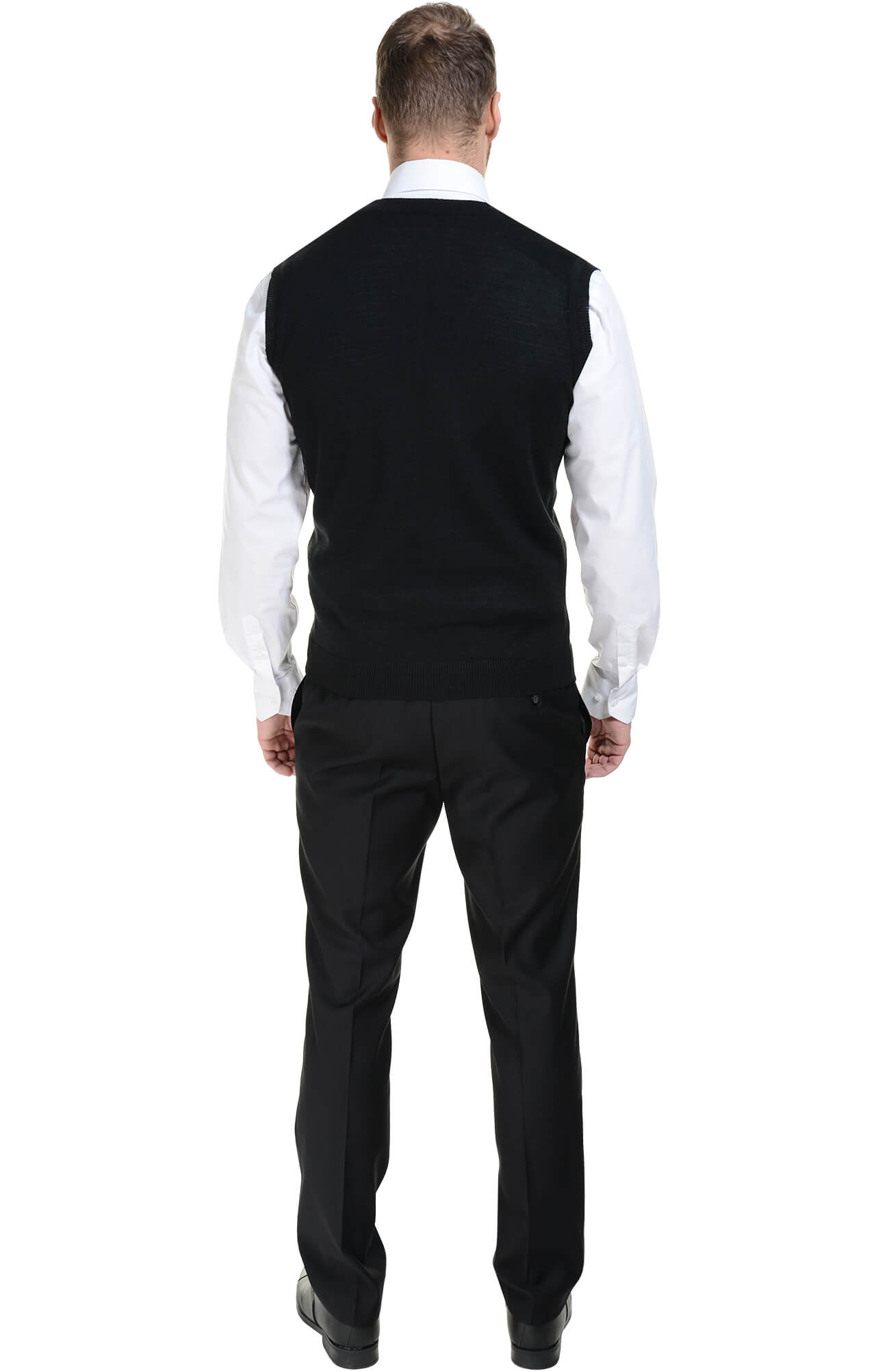 62398 Жилет трикотажный мужской цвет черный  Одежда для официантов  размер 44-46 Спецодежда  - Вид №3