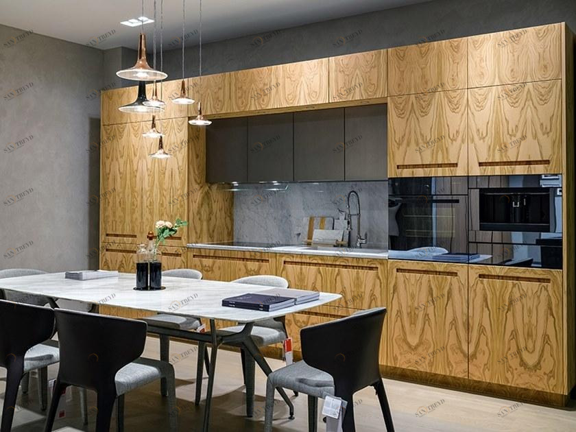 TM Italia Cucine Линейная кухня из черного дерева и белого каррарского мрамора D90 sun-id-1482047