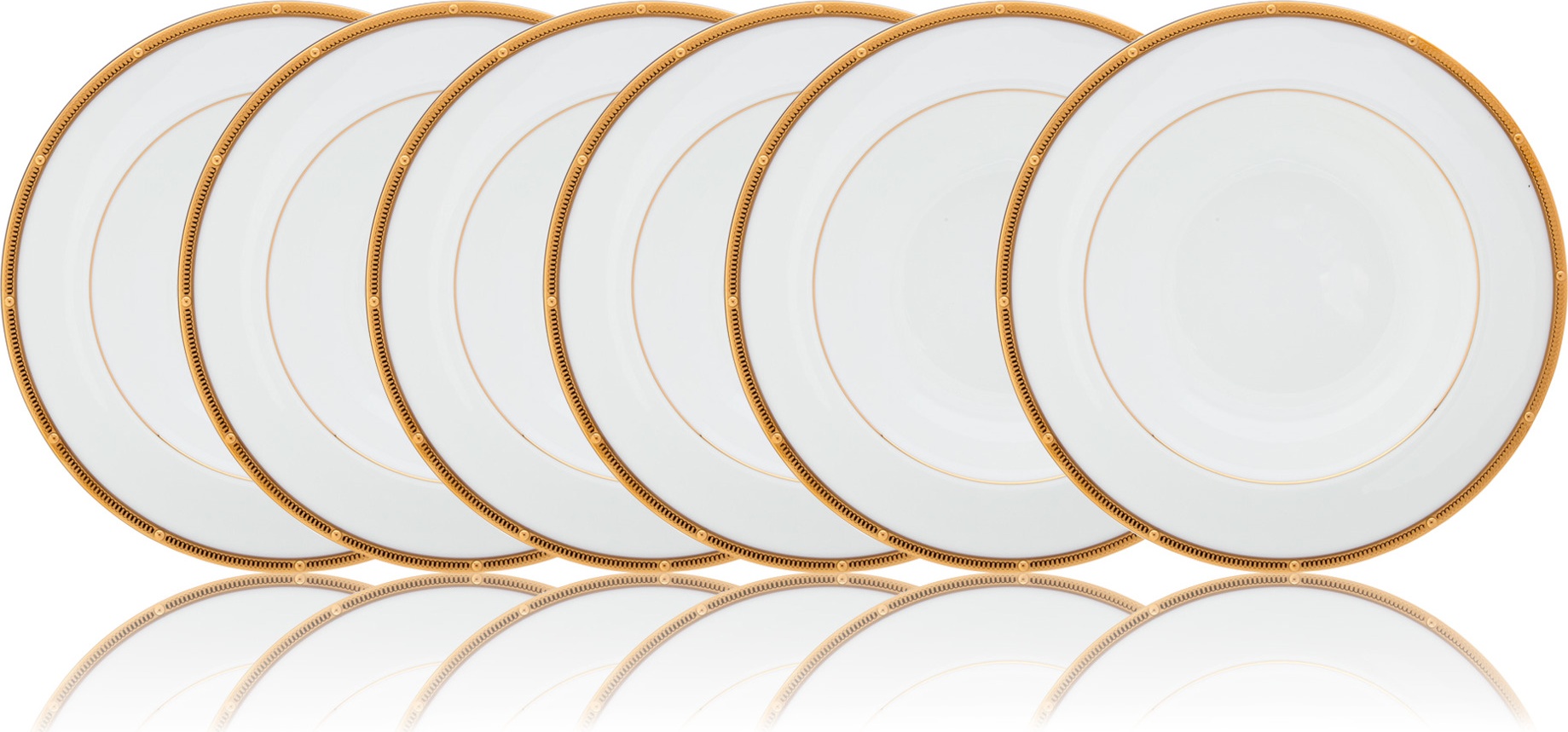 10665390 Noritake Набор из 6 тарелок обеденных Noritake "Рочель,золотой кант" 27см Фарфор костяной 