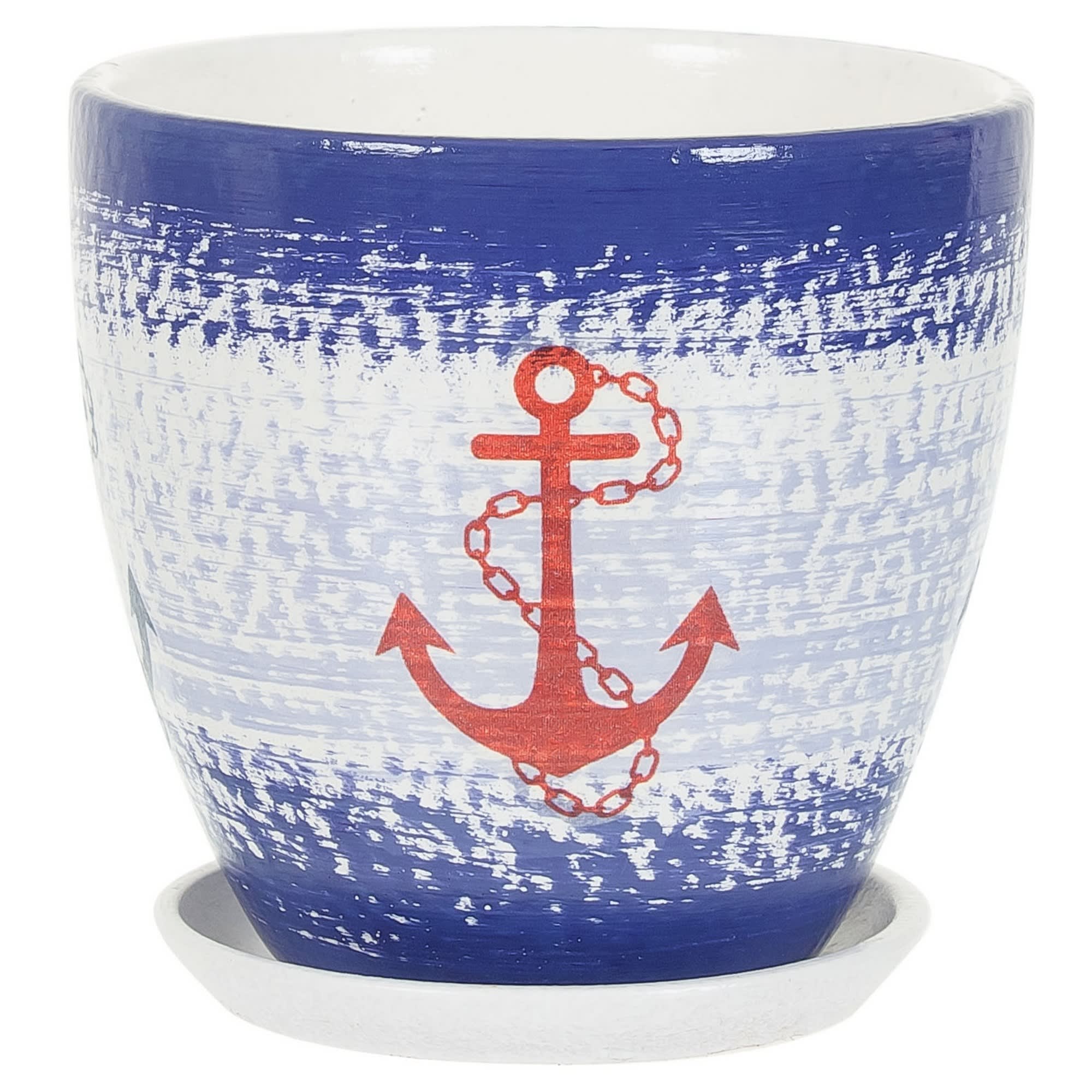 18875227 Горшок цветочный Бриз ø12 h11 см v0.8 л керамика бежевый/синий/красный Santreyd 