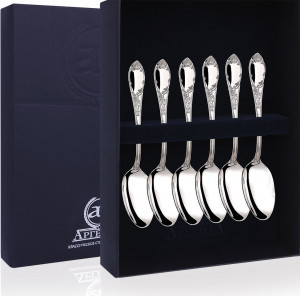 10648571 Аргента (Россия) Набор кофейных ложек 6пр "Престиж"+футляр Серебро 925