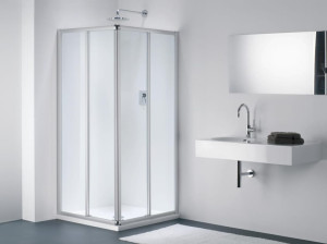 Стеклянная угловая душевая кабина с раздвижной дверью