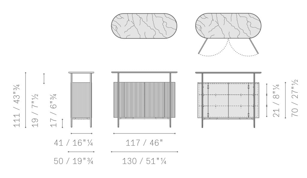 Шкаф с кожаной обивкой и мраморной столешницей Poltrona Frau коллекция-мебель и аксессуары ARCH-00015041 - Вид №3