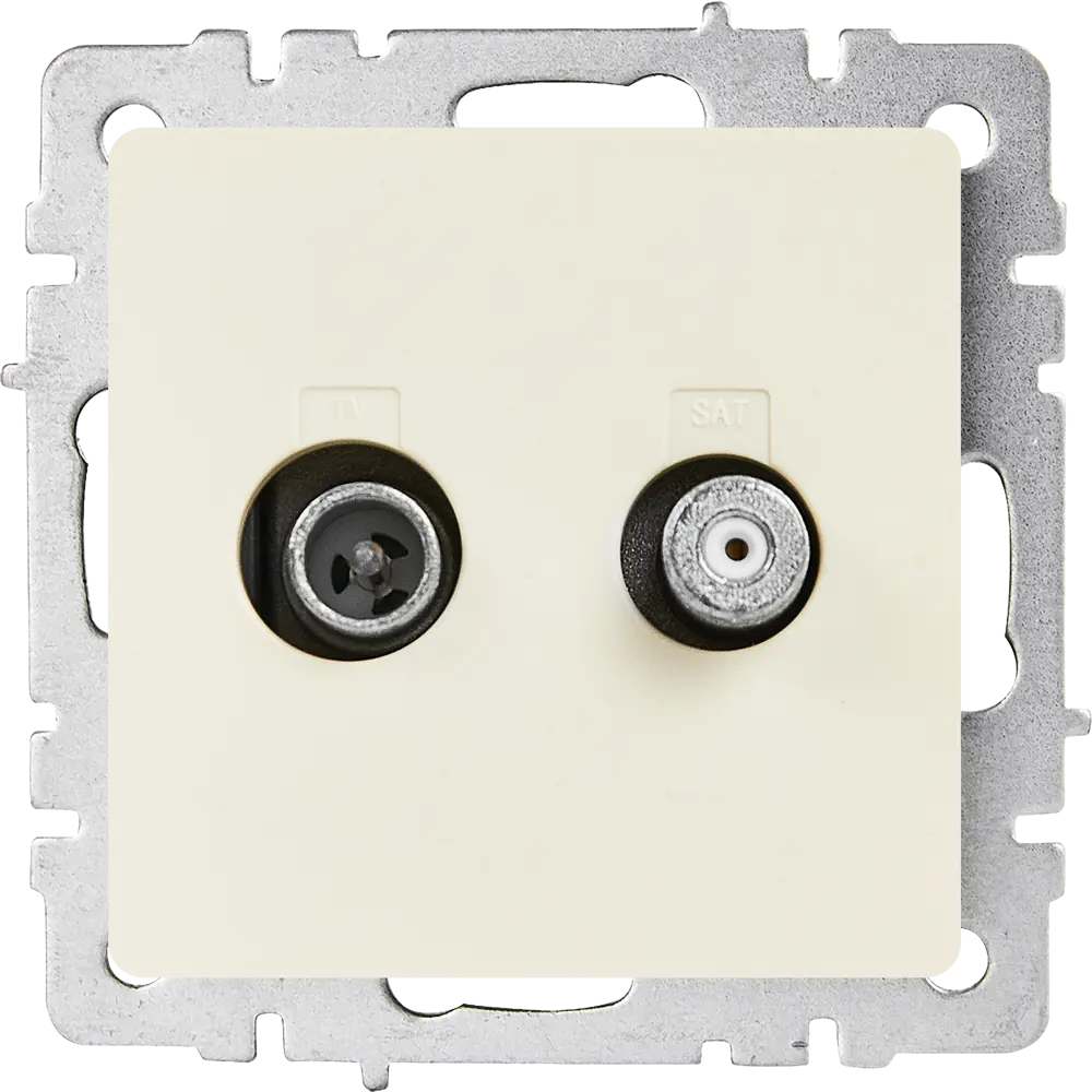 Розетка TV двойная IEK Brite для скрытого монтажа в бежевом цвете 87761516 STLM-1112242