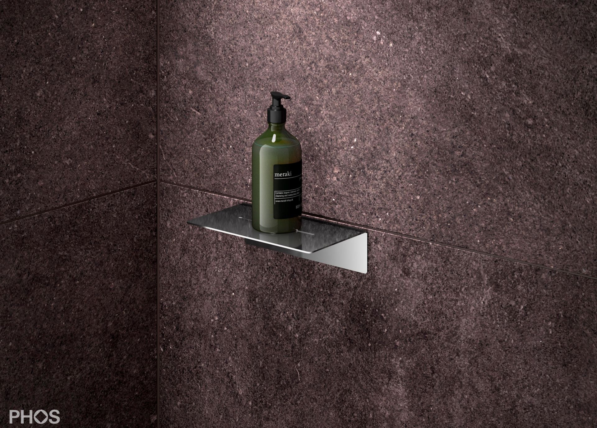 DA200K-PL Полка для душа клееная, длина 20 x глубина 12 см, полированная PHOS  - Вид №3