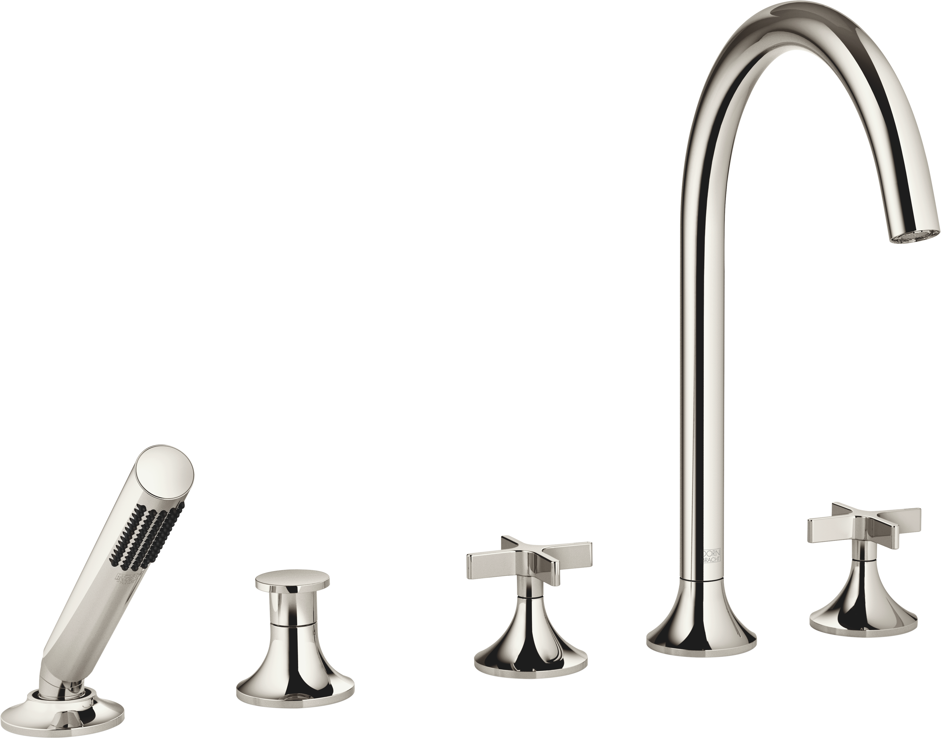 VAIA Смеситель для ванны на пять отверстий для палубного монтажа с переключателем - Platinum