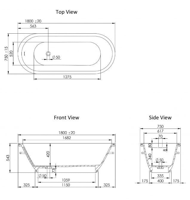 Овальная ванна в центре комнаты из смолы LUSSO Luxe ARCH-00047328 - Вид №1