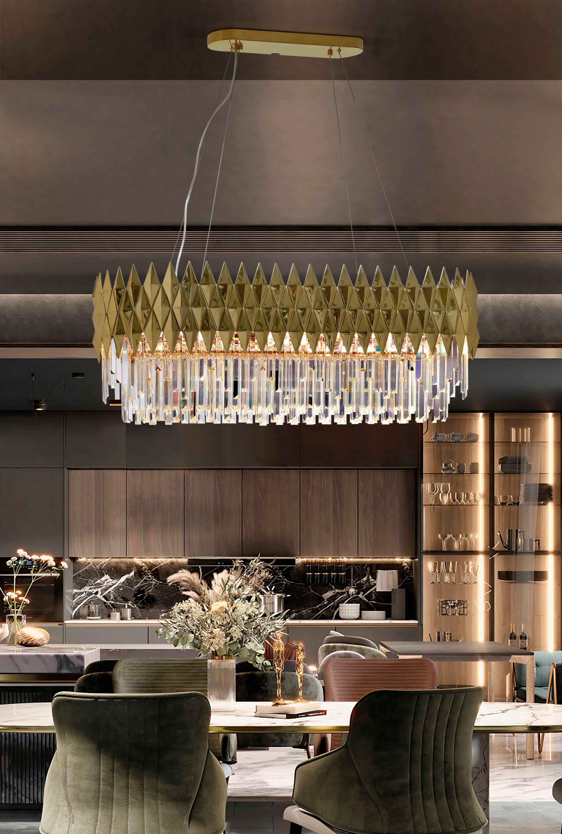 Подвесной светильник из нержавеющей стали с кристаллами K-Lighting Lune ARCH-00138432