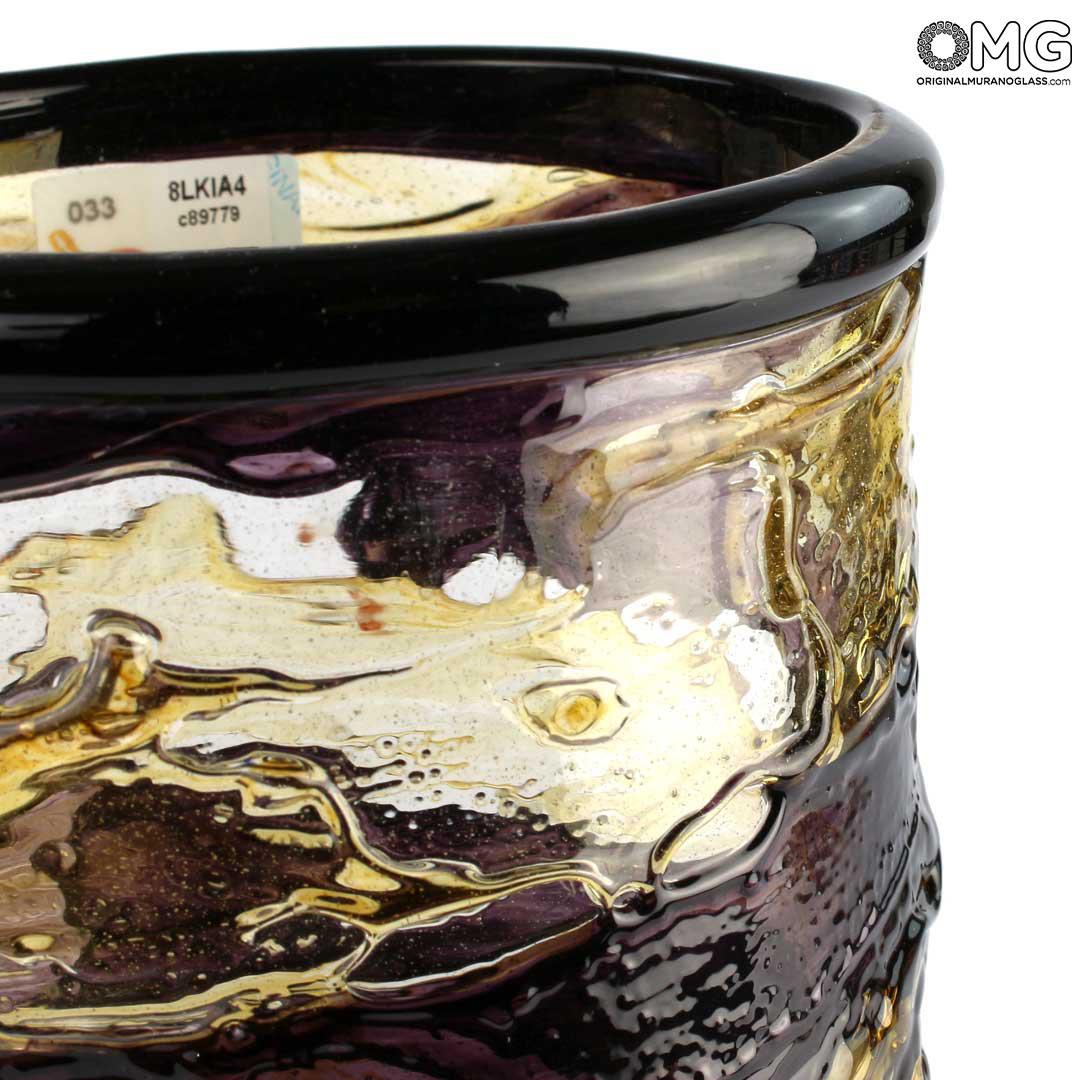 355 ORIGINALMURANOGLASS Ваза Арес - желто-черная - муранское стекло OMG 10 см  - Вид №1