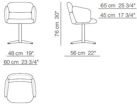 arflex Вращающееся кожаное кресло на 4-х спицах с подлокотниками Bliss sun-id-1349892 - Вид №1