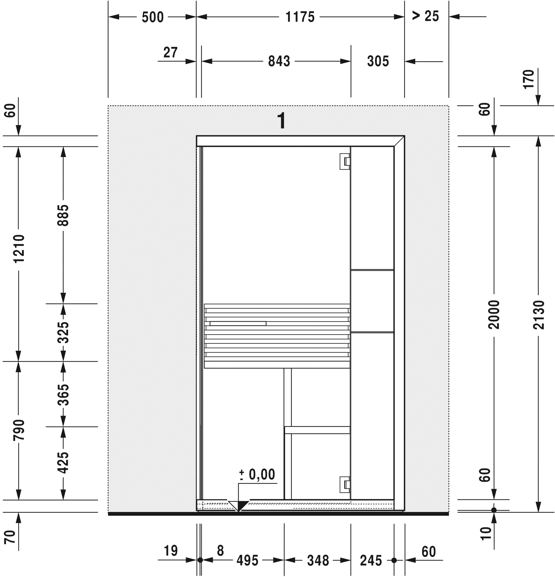 7514..001001000 Inipi B Сауна Inipi B Super Compact, пристенная Белый глянцевый декор Duravit  - Вид №7