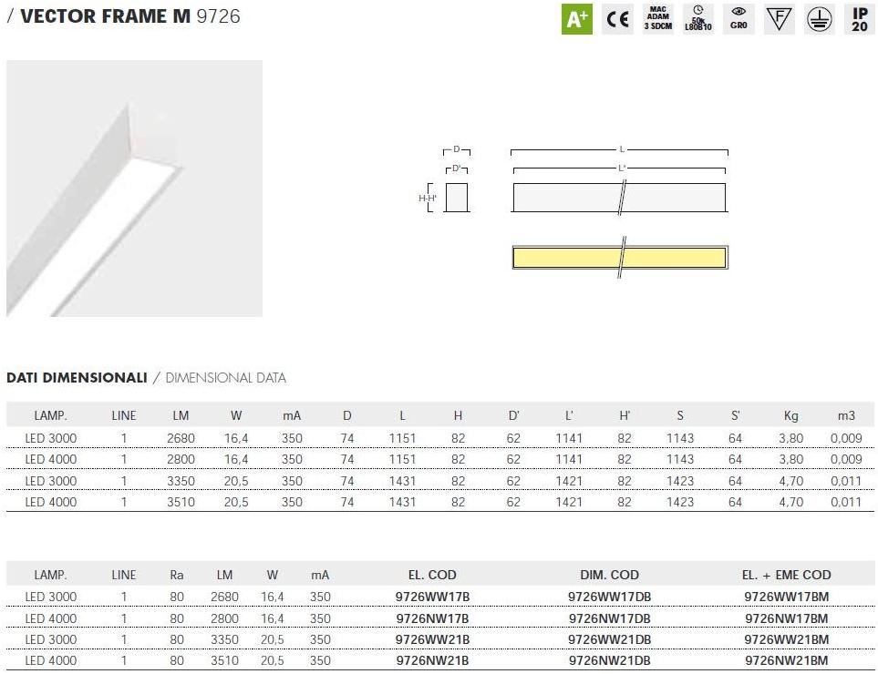 Metalmek Встраиваемый потолочный светильник с прямым светом Vector m 9726 op - Вид №3