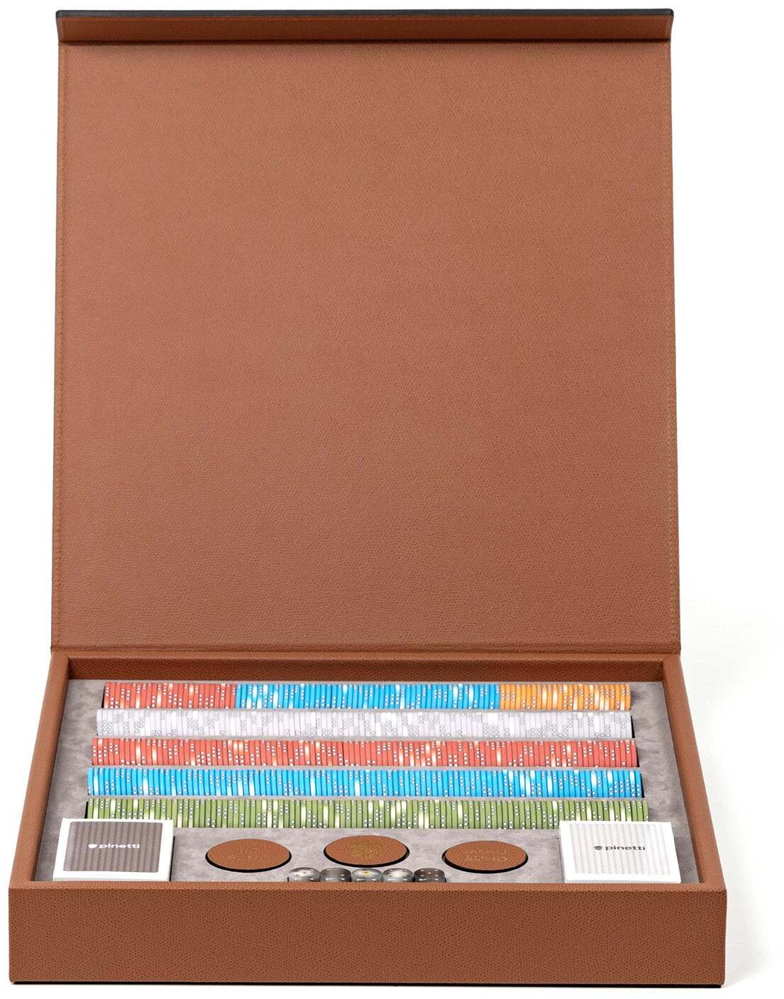 Набор для игры в покер - 42X42XH6 см / зернистая кожа_верблюжья