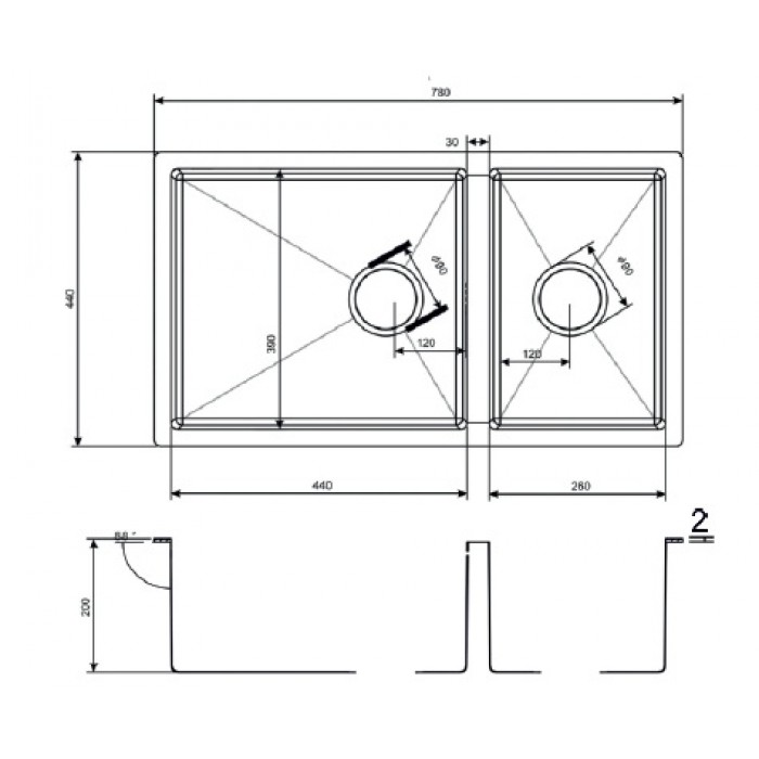 Zorg ZL R-780-2-440 Мойка кухонная прямоугольная Zorg  - Вид №2