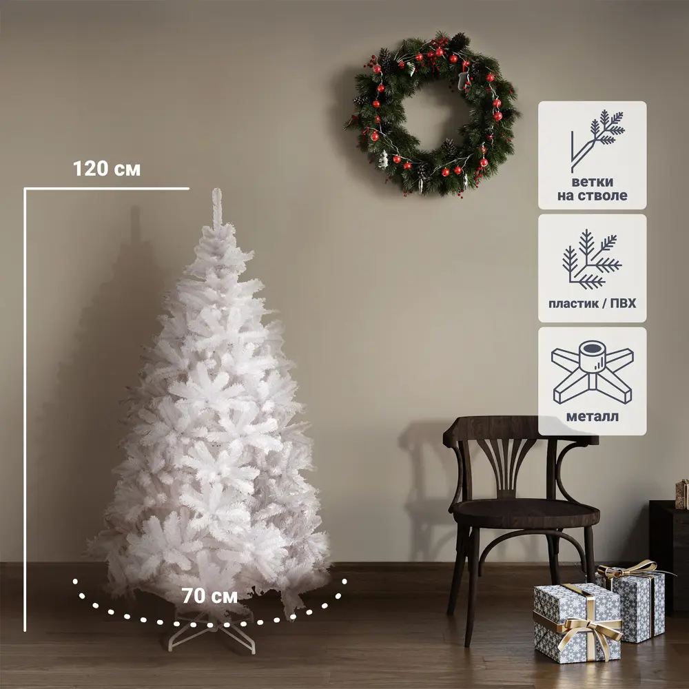 Ель новогодняя искусственная SXMas Blitzen белая 120 см 83054353 STLM-2113105 Santreyd 