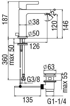 Nobili Rubinetterie Смеситель для раковины, однорычажный, с ограничителем потока sun-id-1451491 - Вид №5