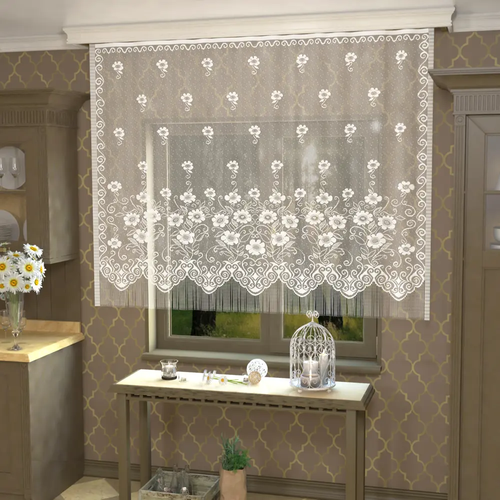 Santreyd - Жаккардовая штора для кухни с цветочным узором 170х140 см 13213080 STLM-0002945 - Вид №6