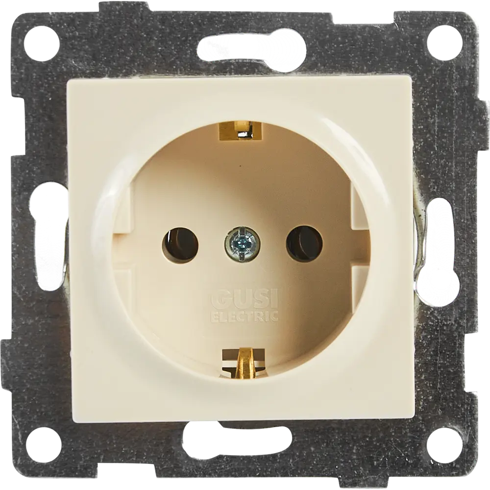 Розетка влагозащищенная GUSI Electric Ugra с крышкой, бежевая 88579703 STLM-1107340