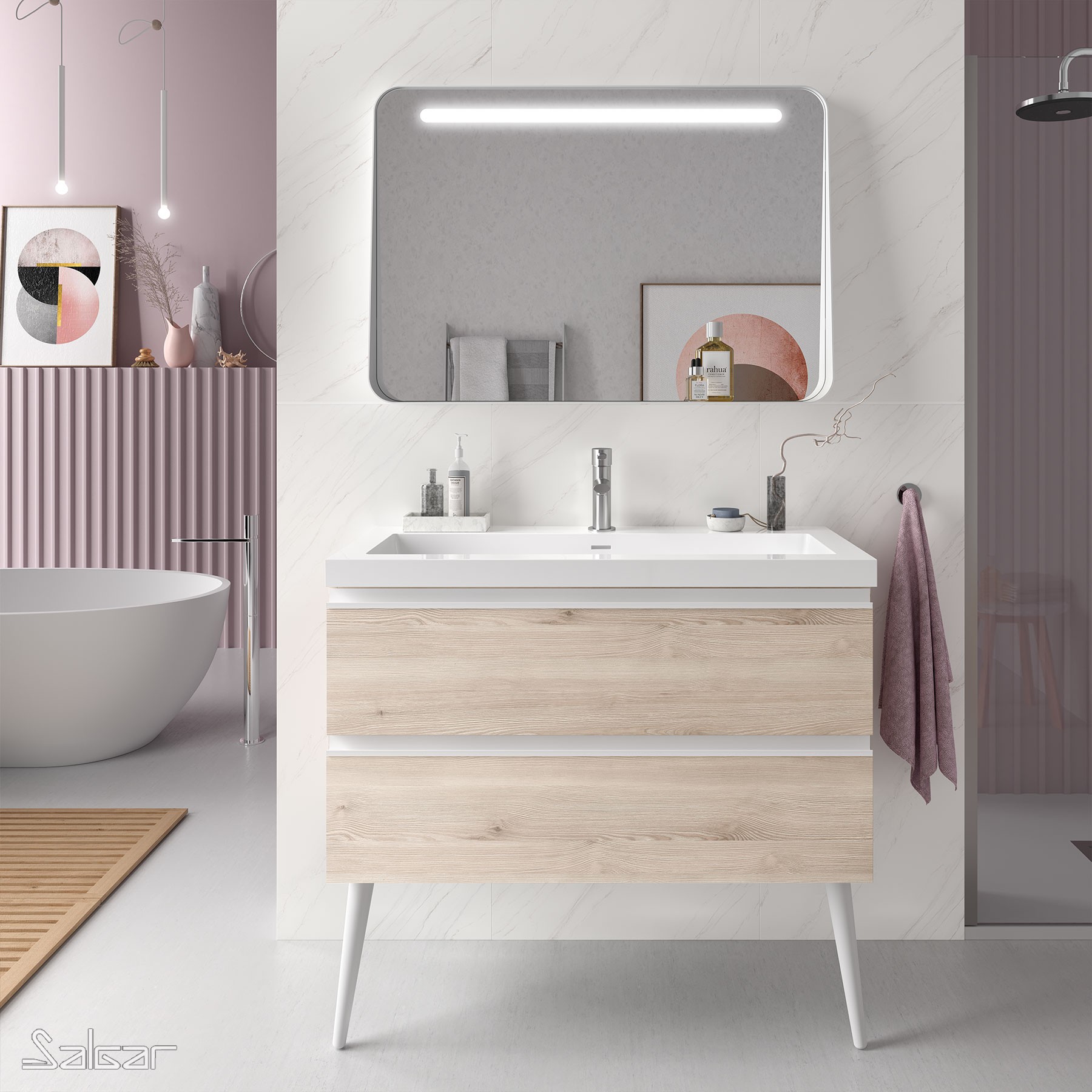 22807 SALGAR Мебель для умывальника SPIRIT 1000 2 металлических ящика NATURAL 997 x 540 x 450 мм Естественный