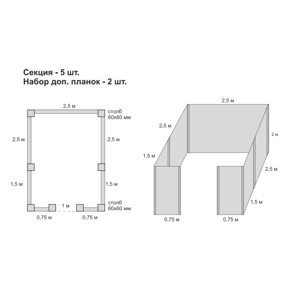 Набор П-планок еврожалюзи Кавказ 2 м 4.3 см RAL 7024 серый антрацит Santreyd STLM-2122876 - Вид №1