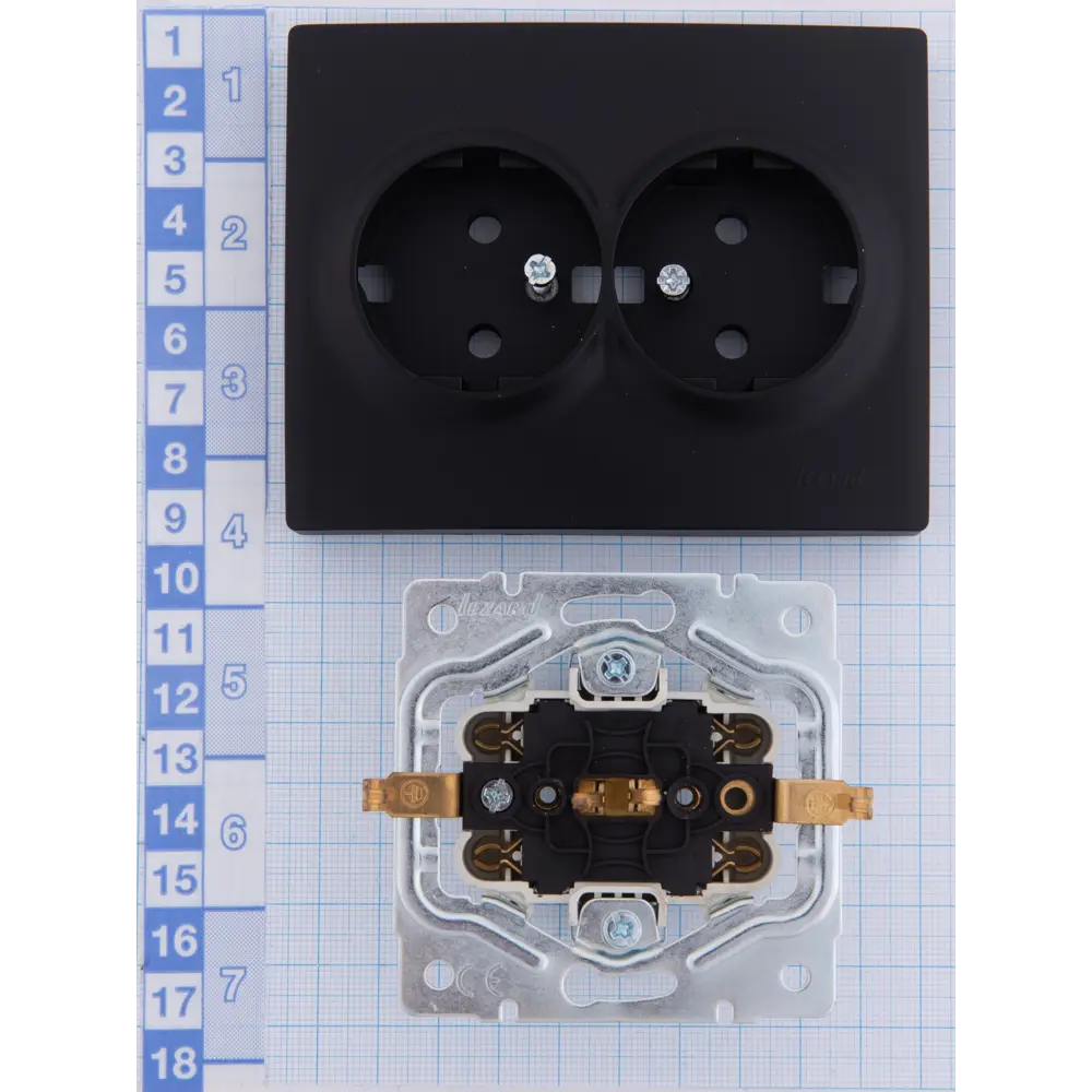 Розетка двойная Lezard Karina с заземлением цвет черный бархат 84408425 STLM-2088362 - Вид №4
