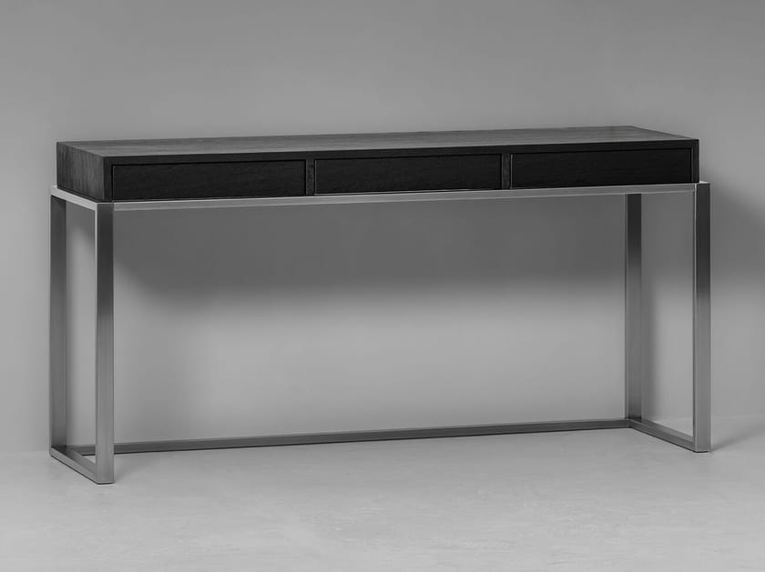 Консоль из массива дерева и латуни с ящиками Van Rossum Примечание ARCH-00057289