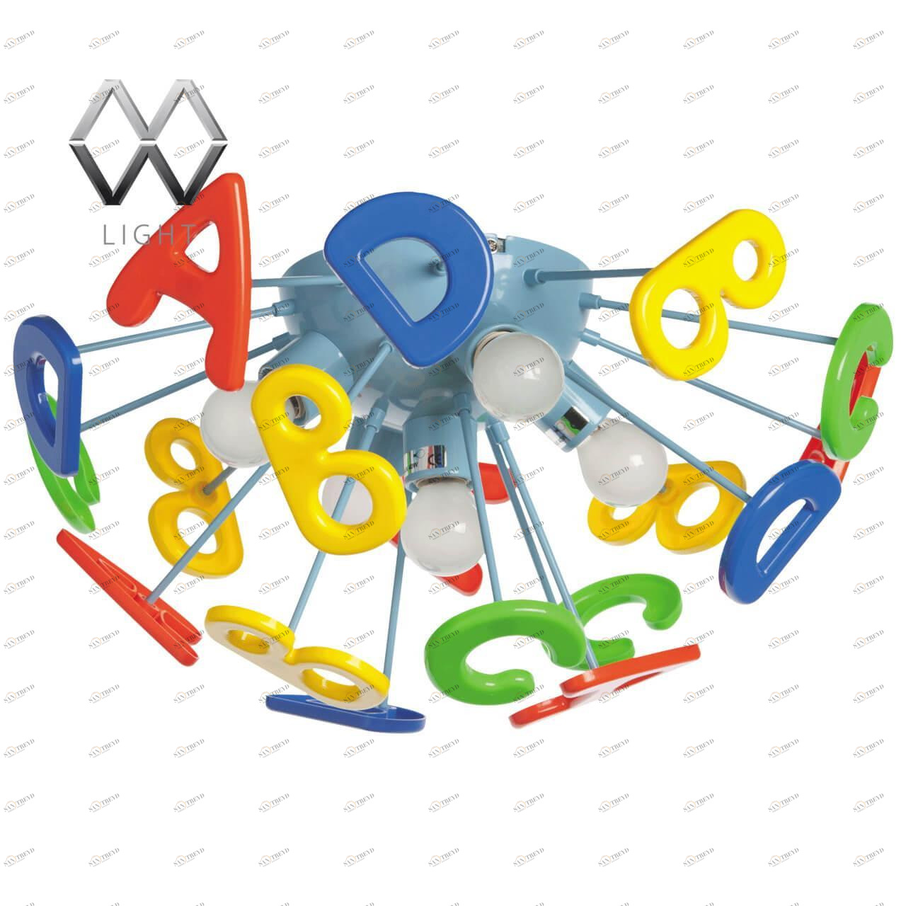 Люстра потолочная детская "Улыбка. Алфавит" MW-LIGHT УЛЫБКА 326541 Красный;желтый;зеленый;голубой 