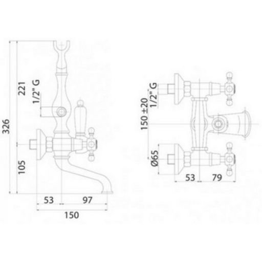 Смеситель на борт ванны с ручным душем шлангом 150см CEZARES GOLF-PBV-02-M - Вид №1