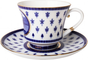 1048404 Императорский фарфоровый завод Чашка чайнаяяс блюдцем "Верхне-Лебяж. мост" "Банкетная" Фарфор твердый