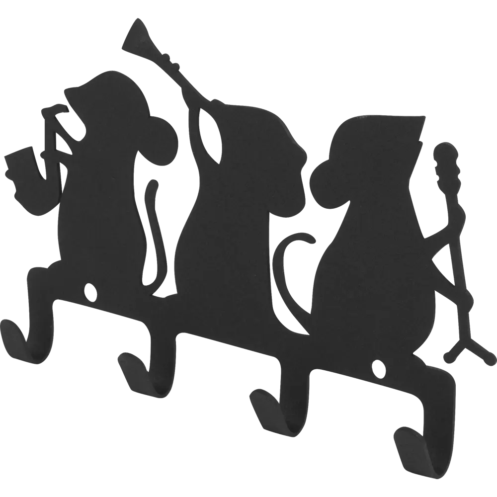 Крючок четырёхрожковый DuckandDog Оркестр, сталь, матовый чёрный STLM-2015320