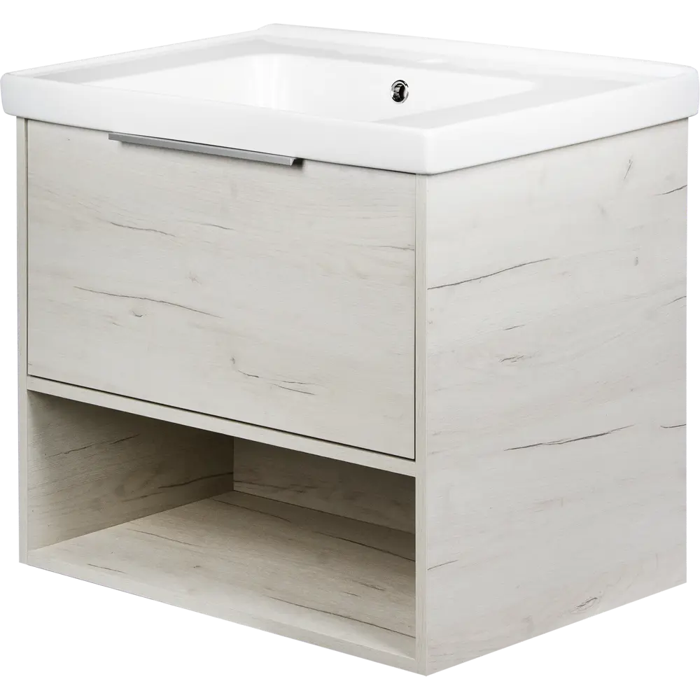 Тумба под раковину подвесная «Дана» 70 см цвет дуб крафт белый SANFLOR STLM-2056396 - Вид №1