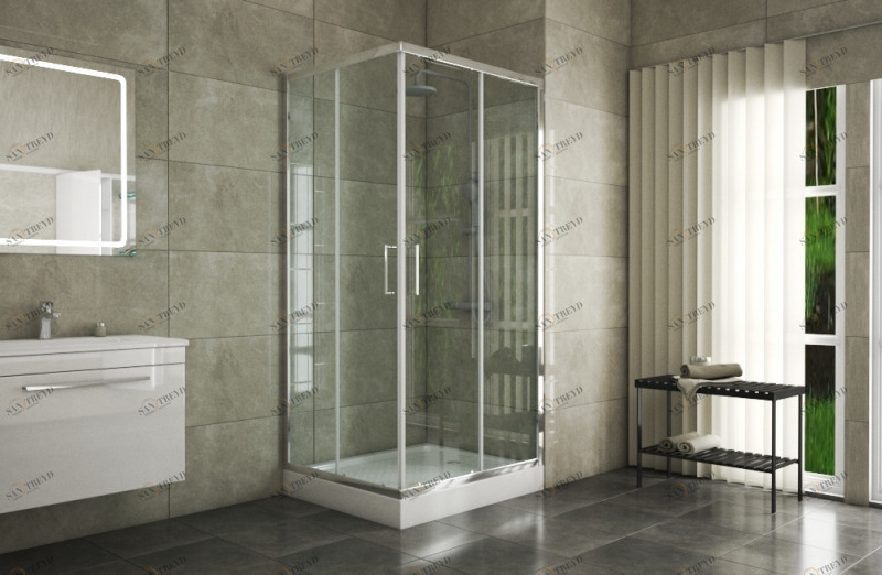 Душевое ограждение (без поддона), две раздвижные двери LINE BS090.2202A bravat