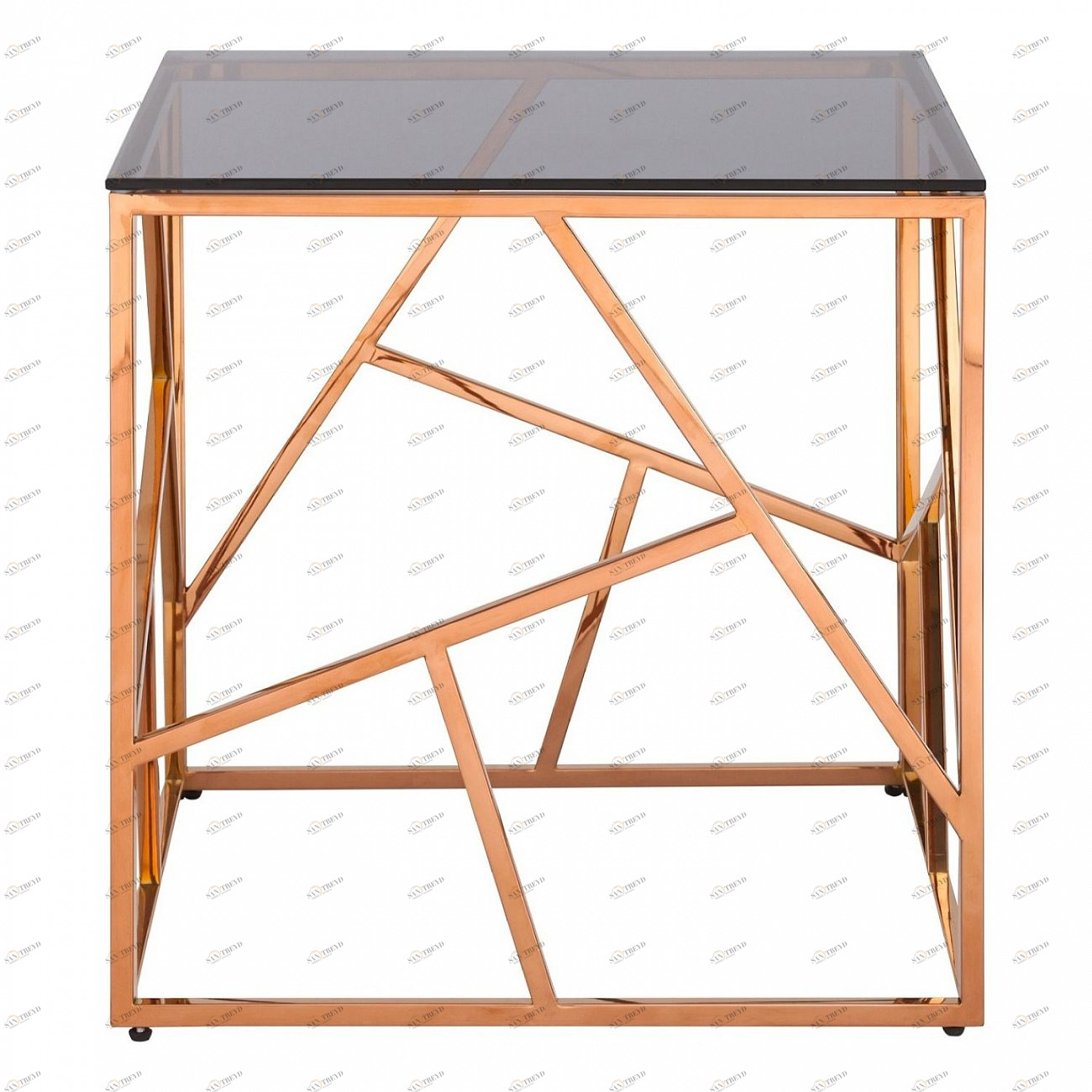 Журнальный столик стеклянный дымчатый с основанием розовое золото 55х55 см "Арт Деко" STOOL GROUP  00-3881902 Золото;розовый 