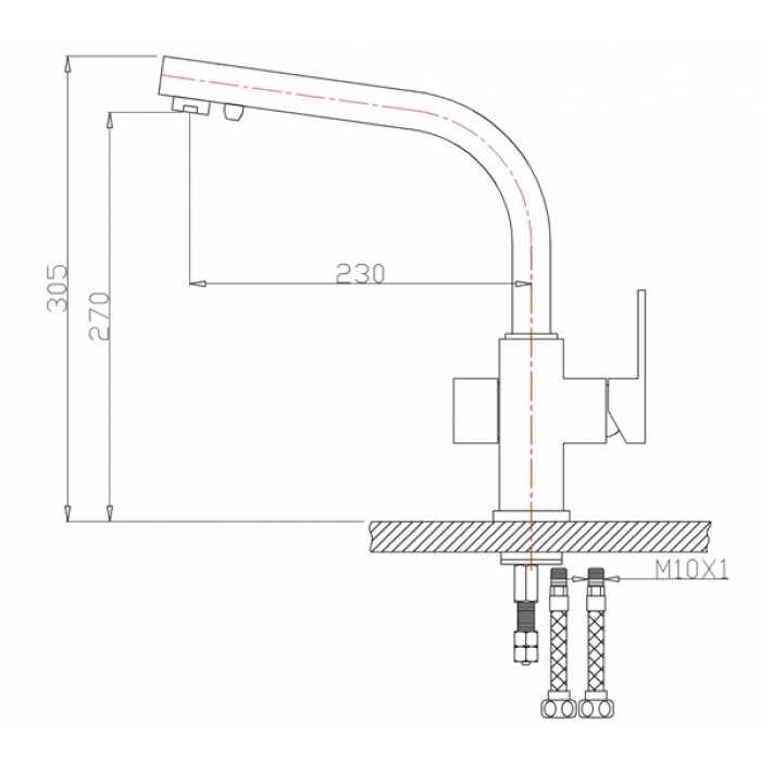 Zorg ZR 311 YF Satin Смеситель для кухни Zorg 305х230 мм  - Вид №2