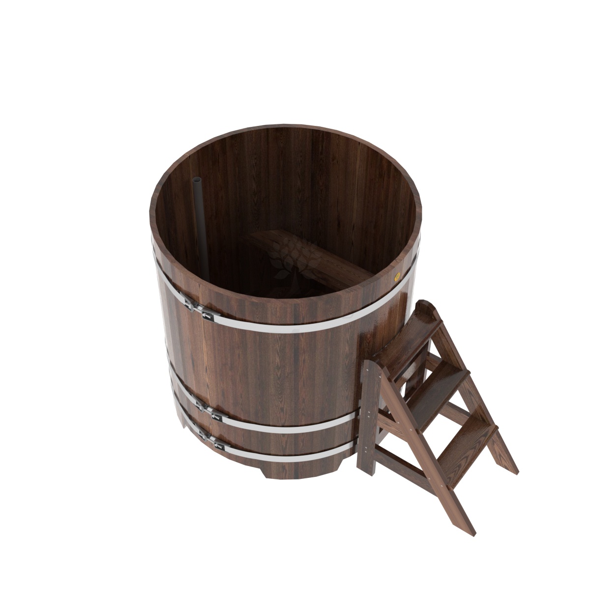 1199 Купель круглая из лиственницы d=1,17х1,2 морёная премиум Alyarus  - Вид №1