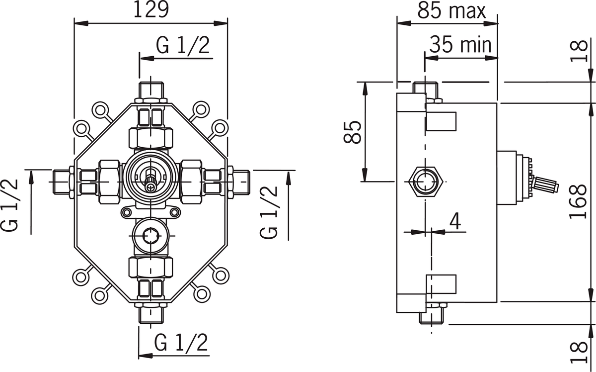 Oras 1286 Корпус смесителя для ванны и душа 1286  - Вид №1