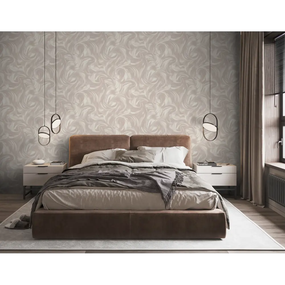 Флизелиновые обои NEW AGE Alba - элегантный коричневый для стильного интерьера 89366742 STLM-1336477 - Вид №2