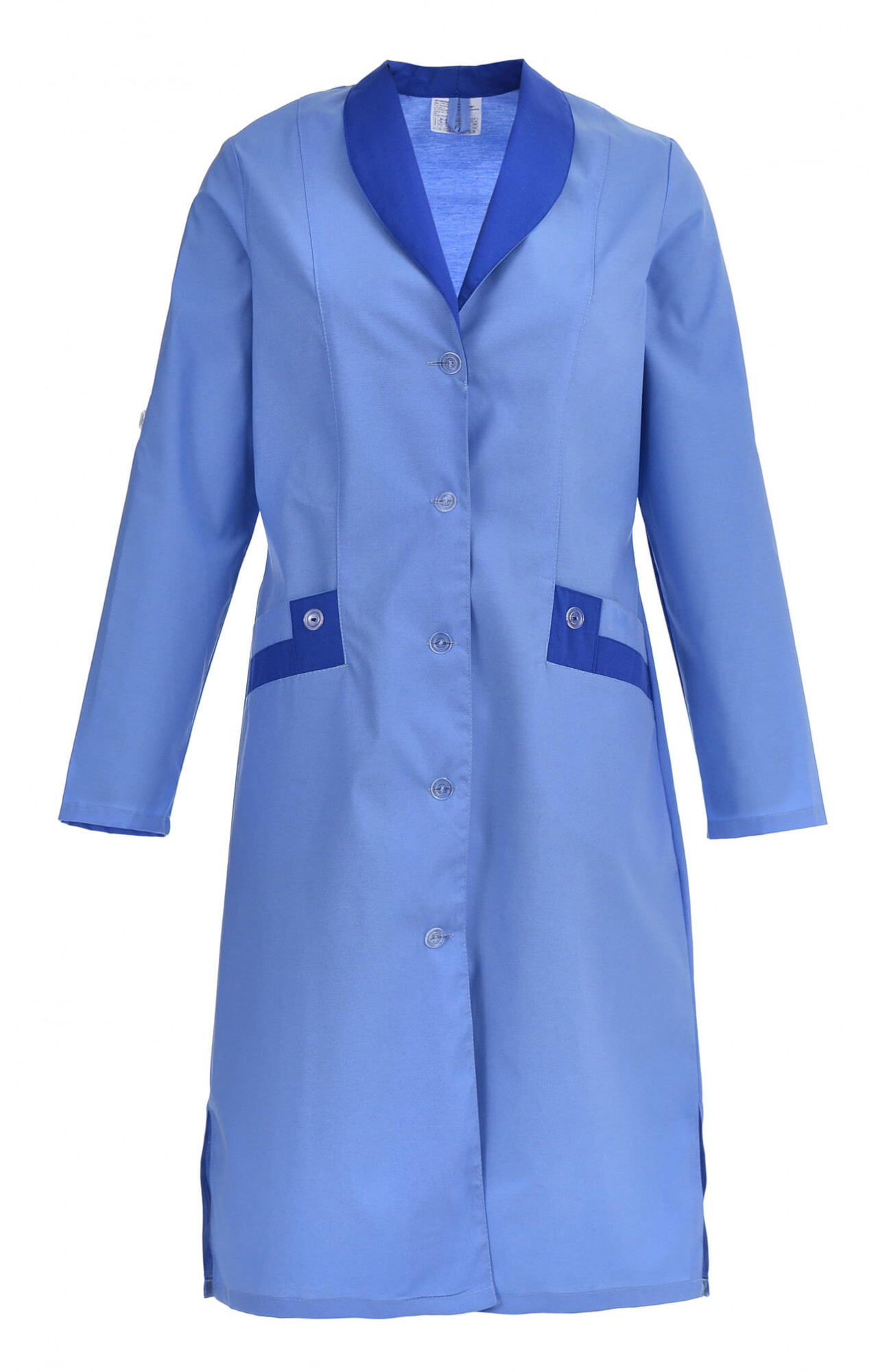 61730 Халат "Радуга" длинный рукав голубой  Одежда для обслуживающего персонала  размер 44 Спецодежда 