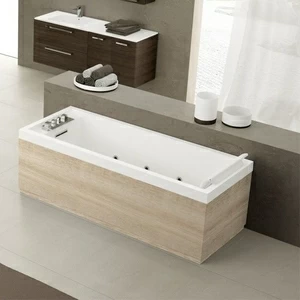 Ванна Dream Plus Novellini SENSE 4 с набортным смесителем и панелями из белого ореха