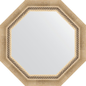 BY 3754 Зеркало в багетной раме - состаренное серебро с плетением 70 mm EVOFORM Octagon